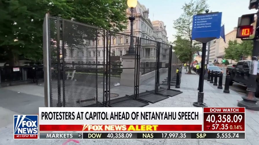 Protesters converge on Capitol ahead of Netanyahu's speech