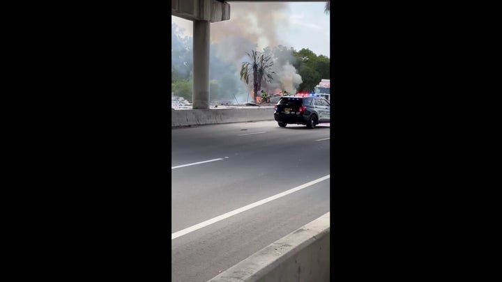 Firefighters battle blaze near site of small plane crash in Florida