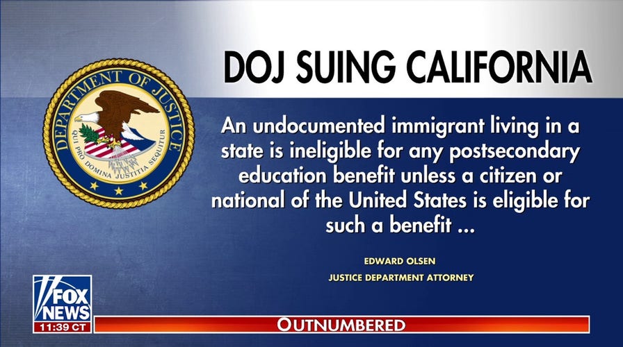 DOJ sues Newsom implicit    tuition breaks for illegals