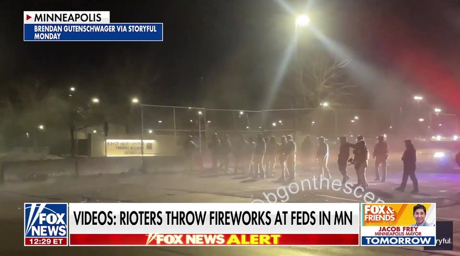Video appears to show rioters hurling fireworks at federal agents in Minneapolis