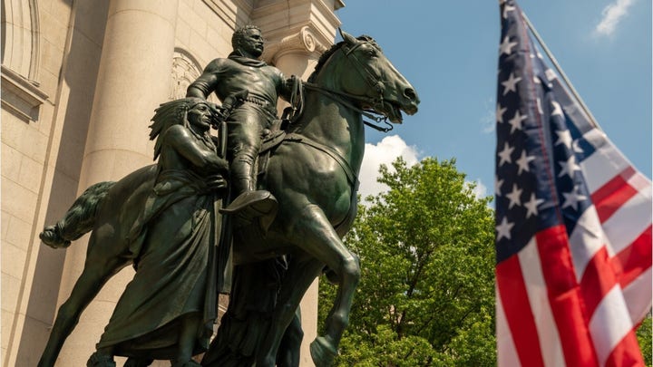 New York club rallies in front of Teddy Roosevelt’s statue, says their movement is part of a larger call to save all national monuments