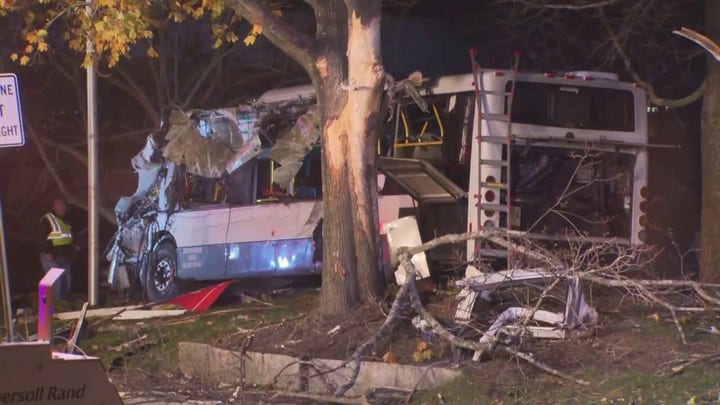 Police and emergency responders at scene of bus crash near Brandeis University 