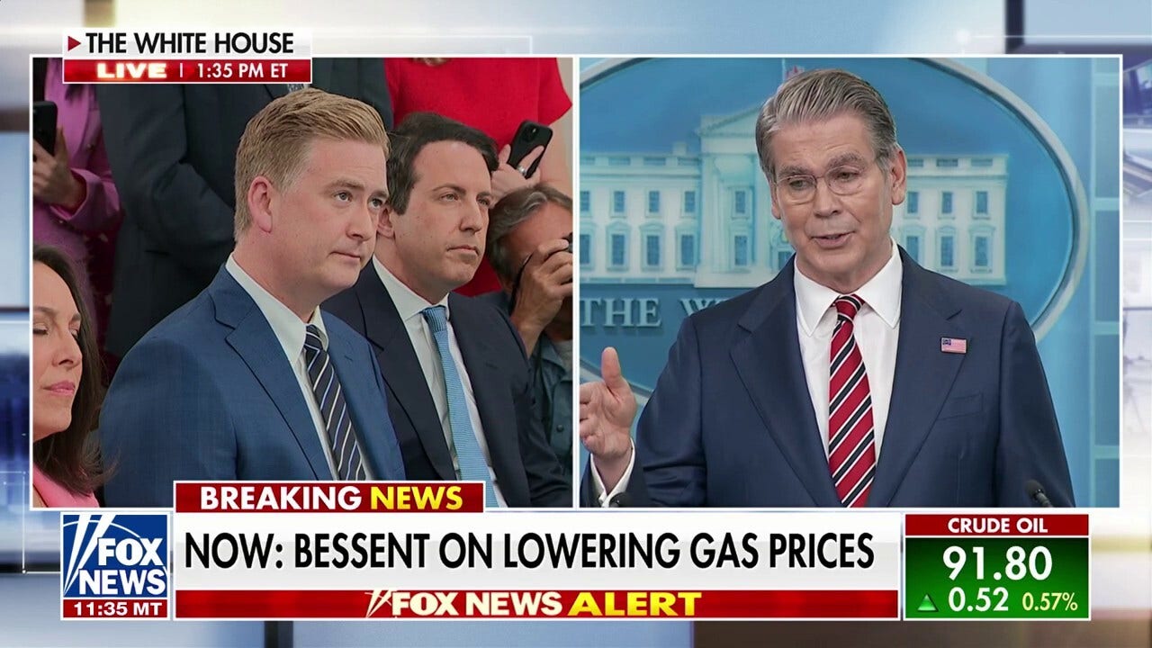 Bessent says the US will be 'watching the gas prices' as they remain above $3/gal