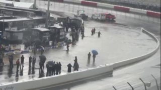 NASCAR driver belly-flops into flood on pit road - Fox News