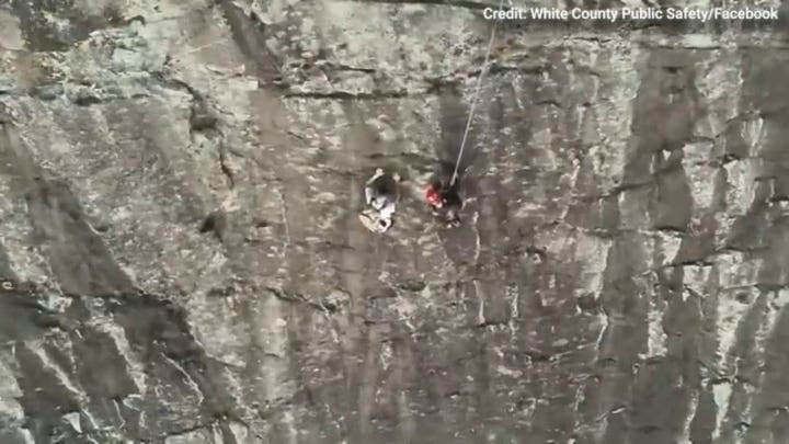 Firefighter pulls off daring rescue of free climber stranded on mountain face