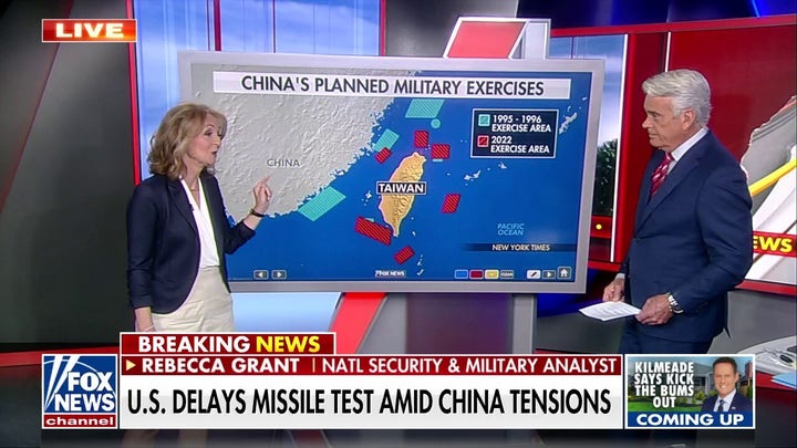 US delays ICBM missile test as China simulates blockade of Taiwan