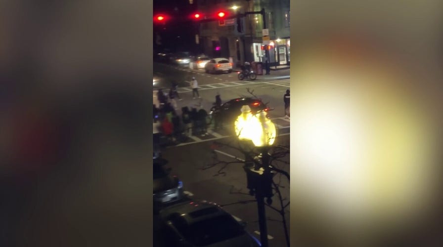 Boston police cruiser engulfed in flames during street takeover