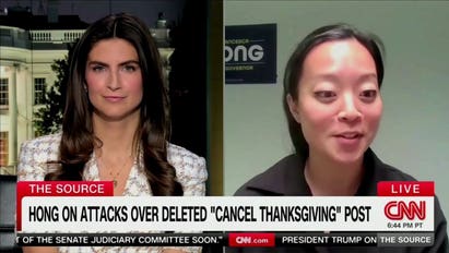WATCH: Francesca Hong pressed on deleted 'Cancel Thanksgiving' social media post