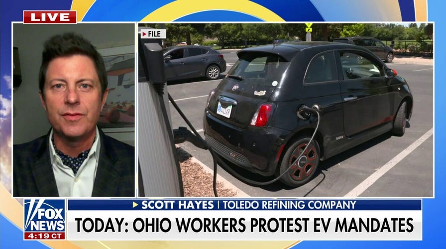 'Pump the brakes': Ohio workers protest EV mandates 