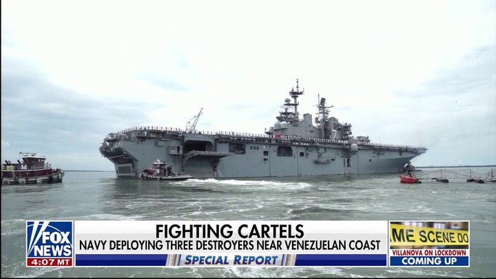 US deploys 3 guided missile destroyers to coast of Venezuela to combat cartels; China issues a warning in response