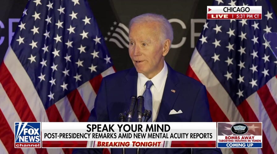 Biden delivers first post-presidency remarks at Chicago event