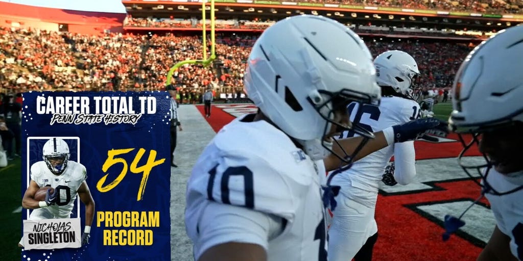 Nick Singleton punches in an 11-yard TD, CLAIMING the Penn State Nittany Lions’ career touchdown record against Rutgers