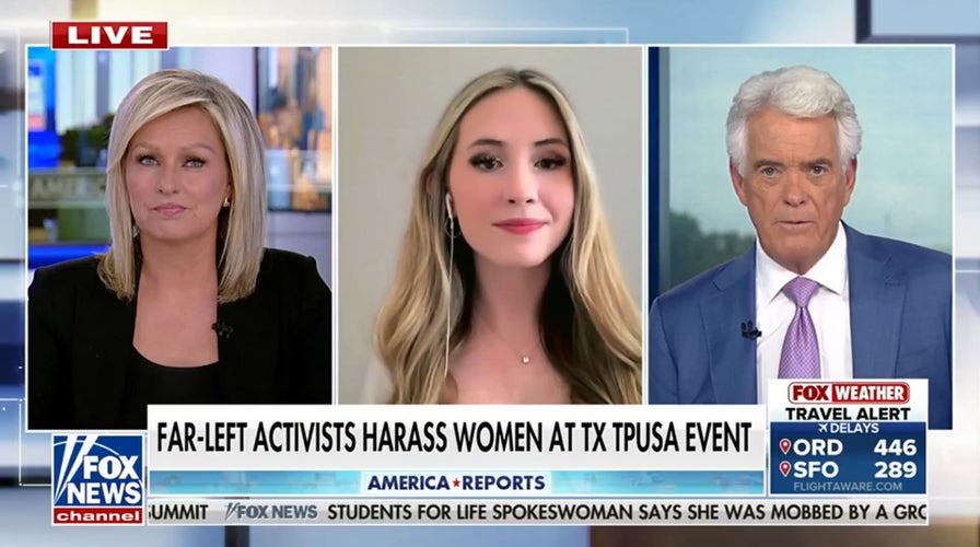 Pro-life activist swarmed by far-left protesters as one jeers at Charlie Kirk's murder