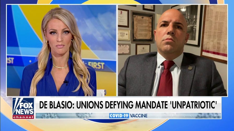 De Blasio slammed for calling police opposed to vaccine mandates 'unpatriotic'