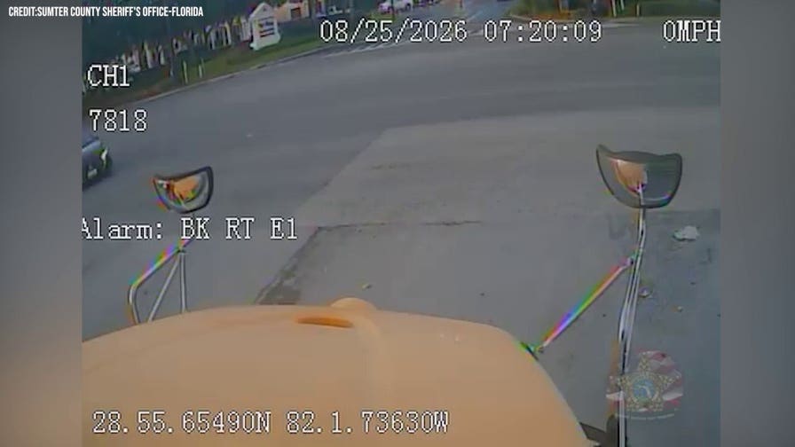 WATCH: Driver slams into school bus carrying 19 children before deputy chases him down