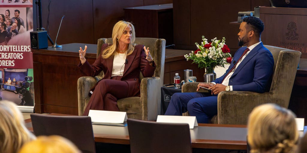 FOX News Media CEO Suzanne Scott says artificial intelligence chatter has too much ‘doomerism’ at the University of South Carolina’s Baldwin Business and Financial Journalism Lecture Series