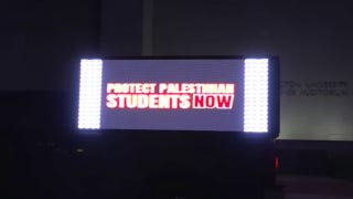 A truck displaying anti-Israel slogans parks at George Washington University Campus - Fox News