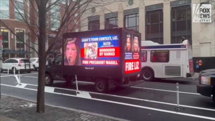 Trucks tour Penn campus calling for Ivy League school president’s firing over her handling of campus antisemitism