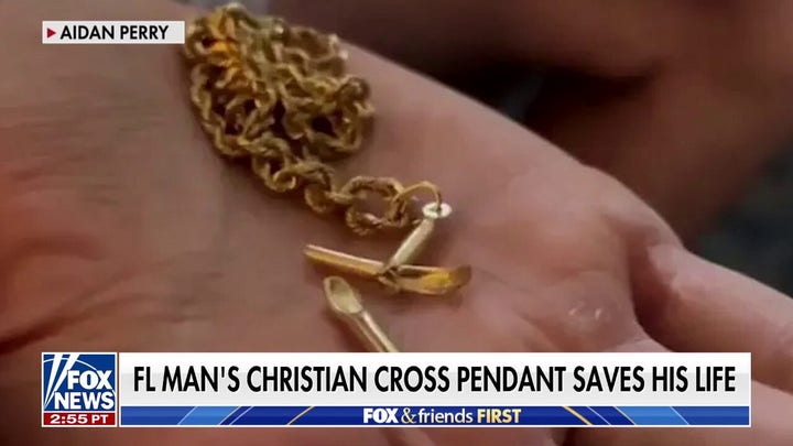 Florida man shot point-blank in chest saved by cross pendant