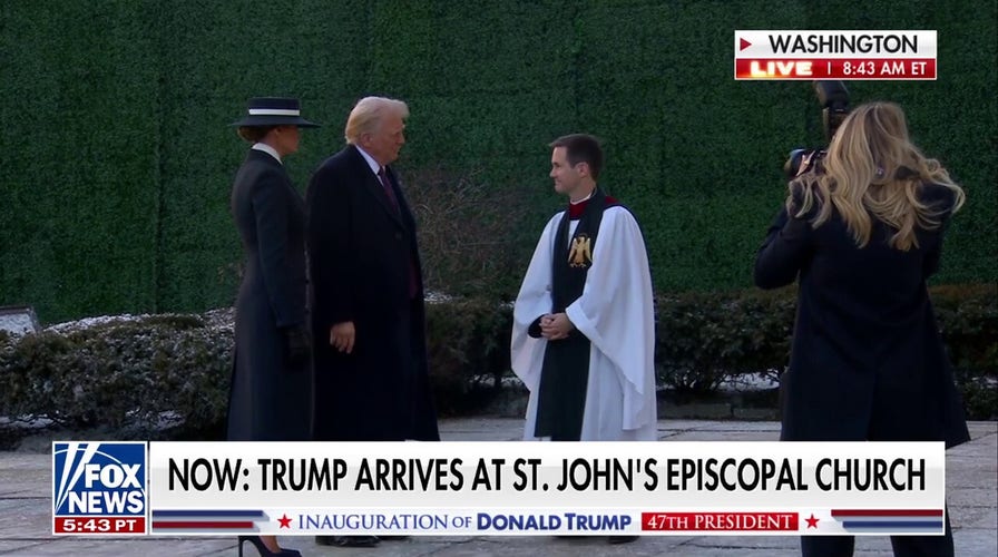 Trump y Melania llegan a la Iglesia Episcopal de John Juan antes de la toma de posesión