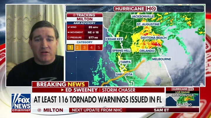 Al menos 116 avisos de tornado en Florida al tocar tierra Milton