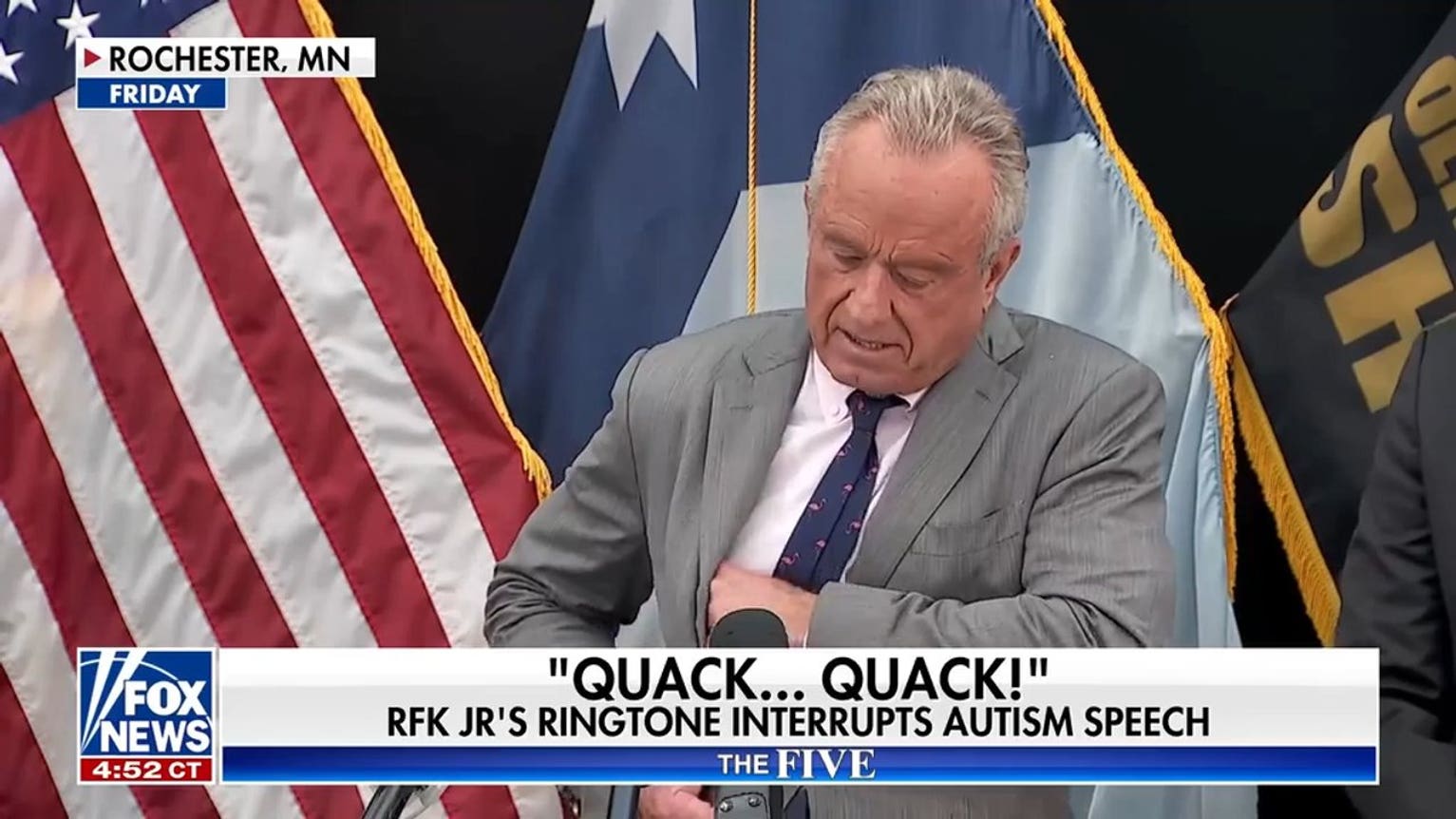 RFK Jr interrupted by bizarre quack ringtone during speech