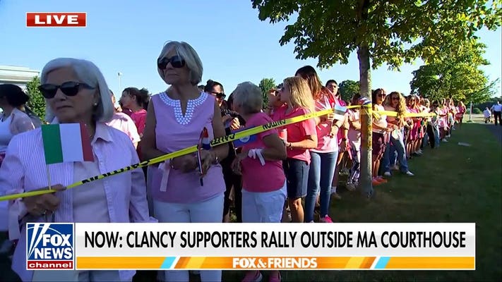 Lindsay Clancy supporters rally outside Massachusetts courthouse