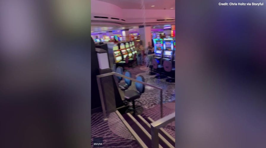 Watch as water pours from the ceiling of a Las Vegas casino