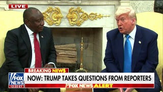 President Donald Trump talks about Ukraine during meeting with South African president