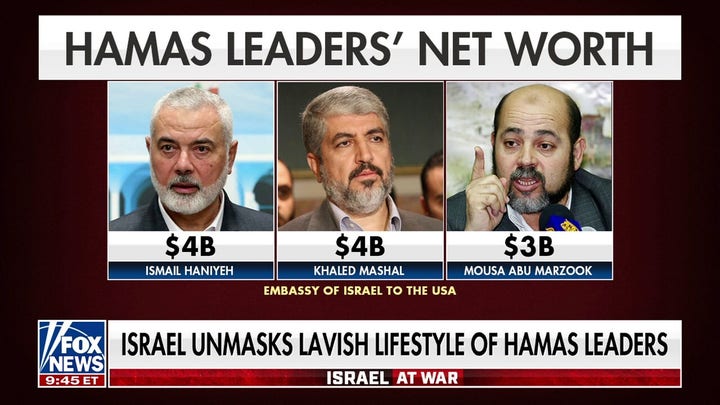 Israel reveals lavish lifestyle of Hamas leaders as Gazans suffer