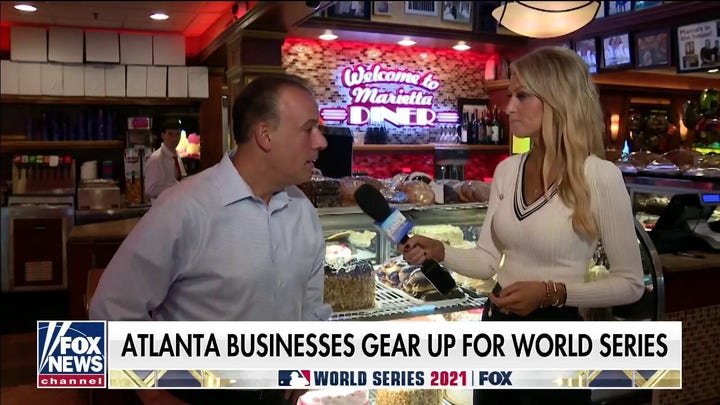 Carley Shimkus visits Atlanta for World Series Game 3