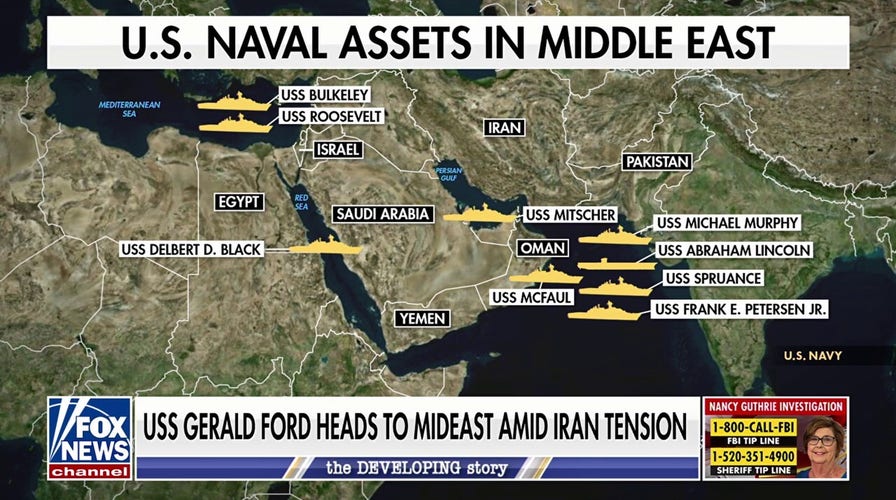 USS Gerald Ford bearer  heads to Middle East from Venezuela 