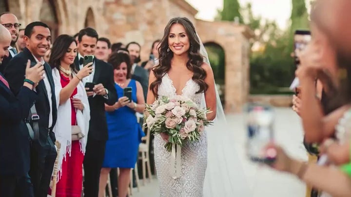 Forgetful moment: Bride is missing part of her wedding dress