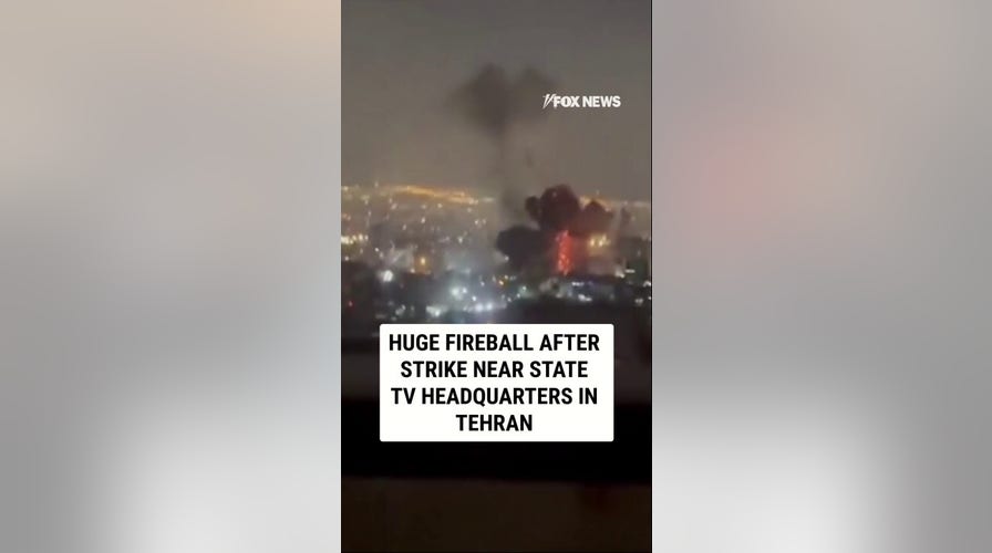 HUGE fireball after strike near state TV headquarters in Tehran