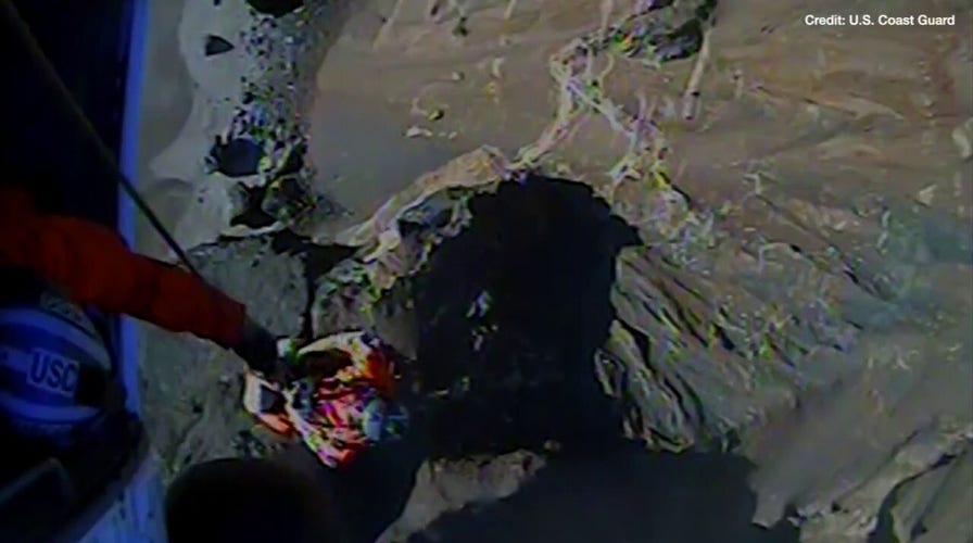 Dramatic footage shows moment teens are rescued from Oregon cliff by US Coast Guard