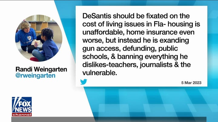 Leo Terrell rips Randi Weingarten over DeSantis tweet: She 'needs a tutor'