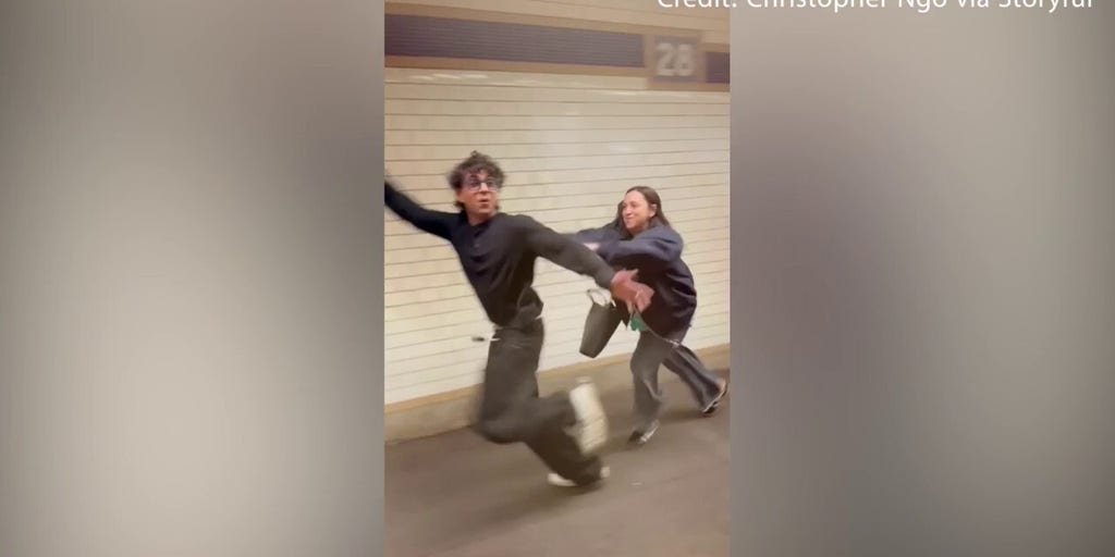 Woman claims man in MAGA hat is a 'racist,' immediately falls down chasing him