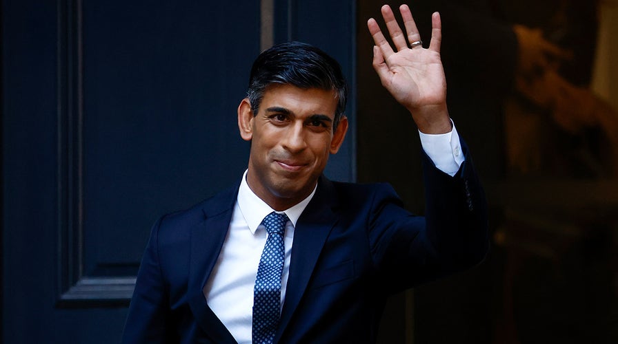 UK Prime Minister Rishi Sunak delivers a speech from 10 Downing Street in London