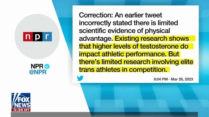 NPR issues correction over tweet downplaying biological differences between males, females