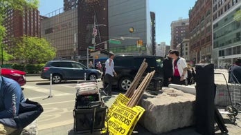 Neville Roy Singham-backed organizations unload protest materials at the May Day demonstration in NYC