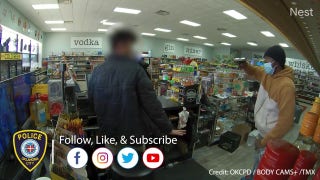 Gun-toting robbery suspect threatens Oklahoma liquor store clerk on video - Fox News