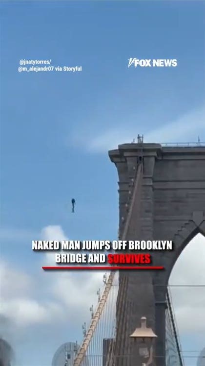 Naked man SURVIVES after jumping off Brooklyn Bridge