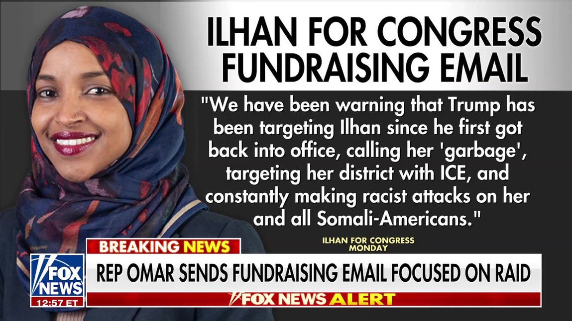 Rep. Ilhan Omar blasted for fundraising email focusing on DHS raid