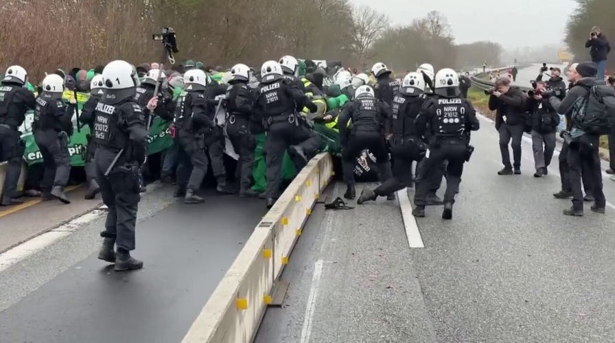 Antifa and other activists scuffle with German police amid huge protests over new AfD youth wing.