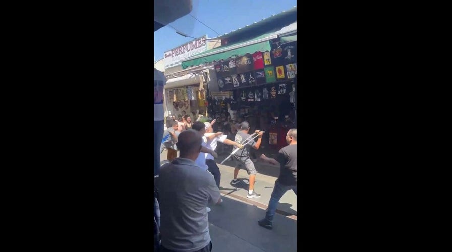 Violent brawl erupts in Los Angeles' Santee Alley