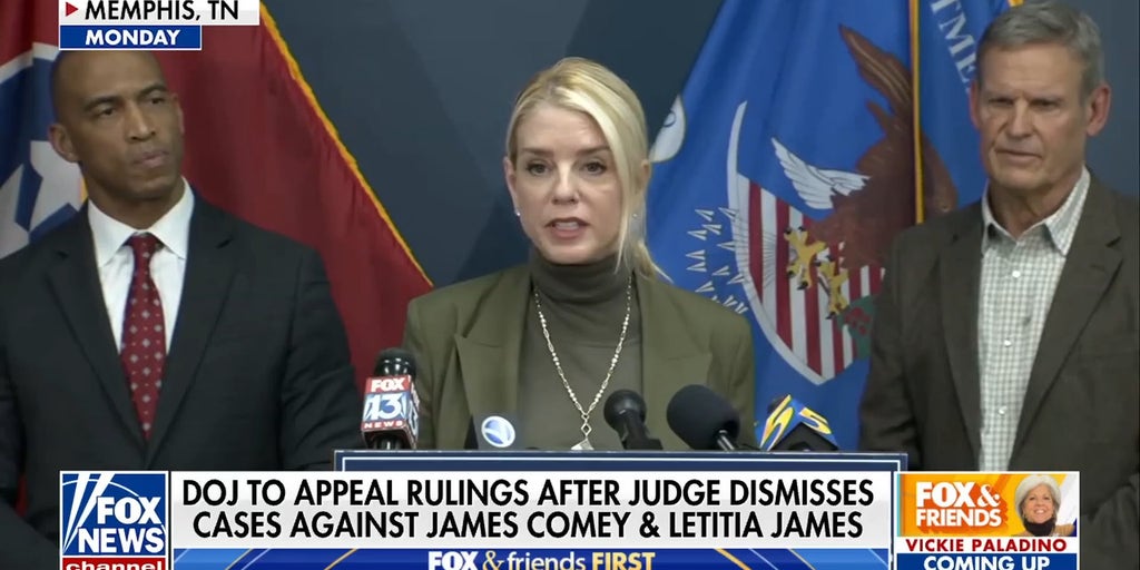 Bondi vows 'immediate appeal' after judge drops cases against James Comey, Letitia James
