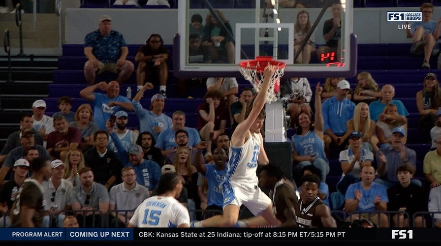 Henri Veesaar throws down   a monolithic  dunk, extending UNC's pb  implicit    St. Bonaventure