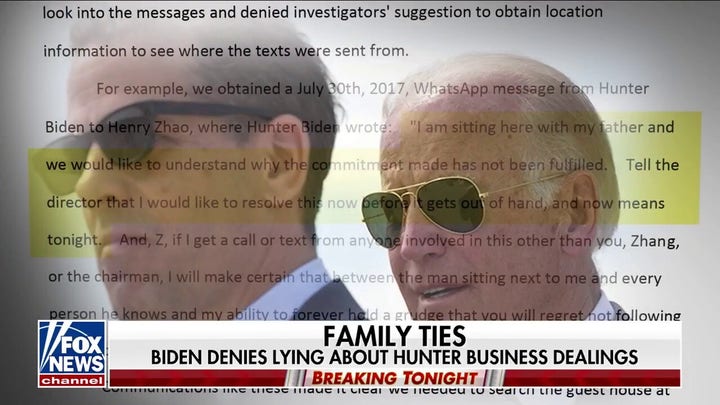 Biden denies speaking with son Hunter about overseas business dealings