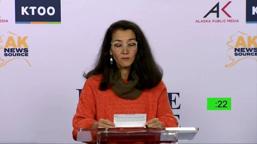 Alaska GOP Senate candidate dings Dem for reading from notecards during debate