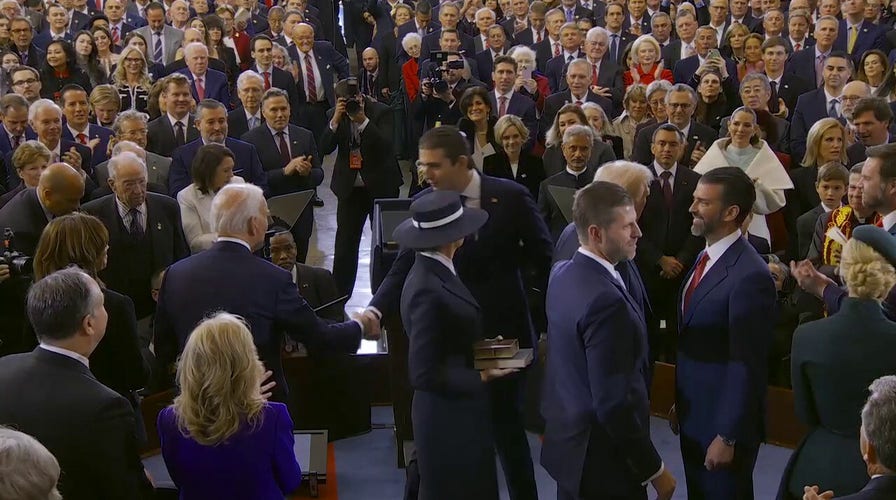 Barron Trump shakes hands with Biden, Harris during dad's inauguration
